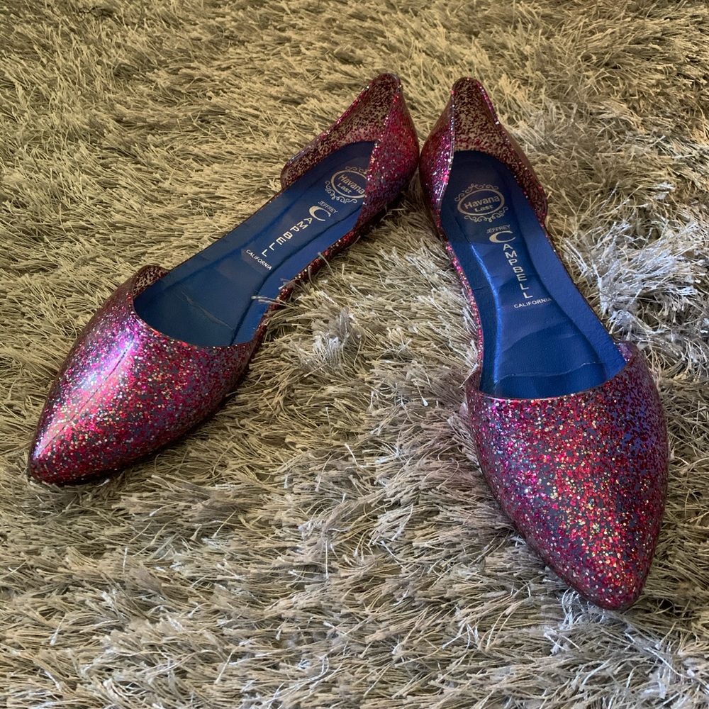 Jeffrey Campbell Pink Glitter Flats, Size 8!